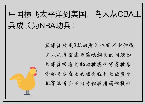 中国横飞太平洋到美国，鸟人从CBA工兵成长为NBA功兵！