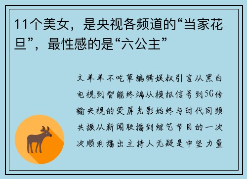 11个美女，是央视各频道的“当家花旦”，最性感的是“六公主”